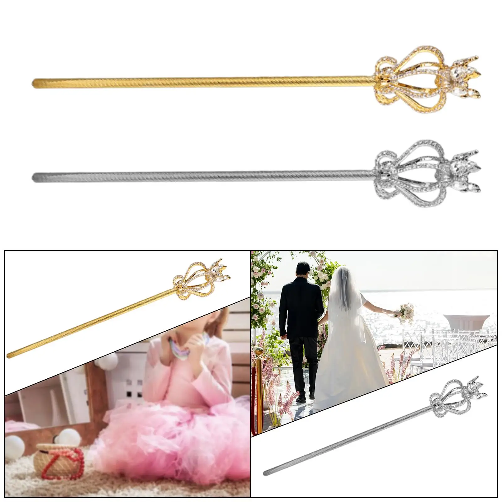 Cetro de diamantes de imitación, cetro de fiesta de hadas de princesa para fiesta de cumpleaños y Halloween