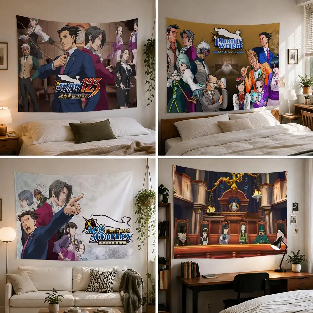 Ace A-Attorney Gyakuten Anime Tapestry Bedroom Living Room Bar Party House Home Dorm Interior Wall Decor Background Banner