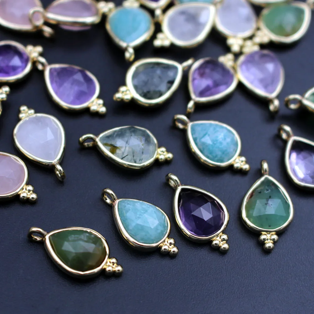 10pcs DIY Jewelry Accessories Drops Natural Blue Amazonite Quartz Stone Pendant Teardrop Charms for Earrings Bracelet Drops