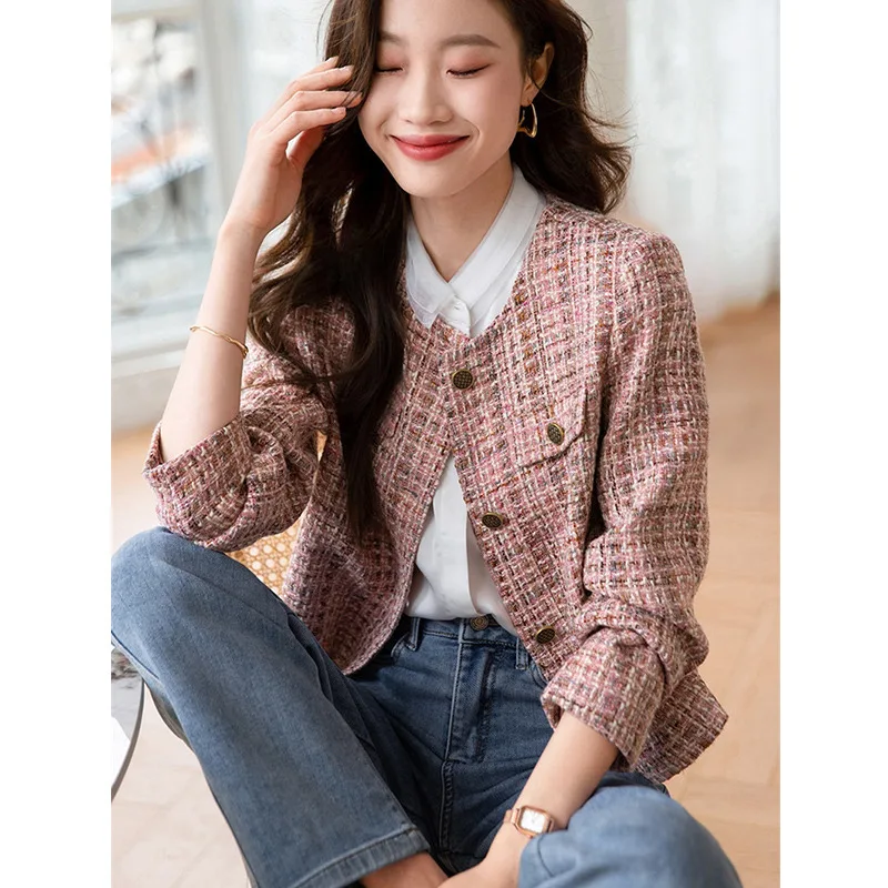 

Tweed Jacket Black Womens Fall Military Barn-Style Workjacket Multi-Pockets Safari Epaulets Removable Zippered Army Utility Lady