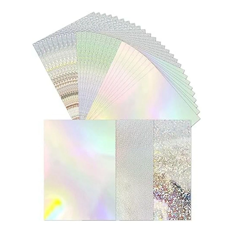 30-Pack Metallic Holographic Cardstock Shiny Fluorescent A4 Thick Cardstock Mirror Paper For Card Making Scrapbooking