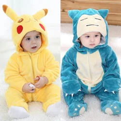 Snorlax Pokemon Pikachu Baby Jumpsuit Cute Pajamas Clothing Newborn Baby Jumpsuit Babies Cute Cosplay Hooded Children'S Wear