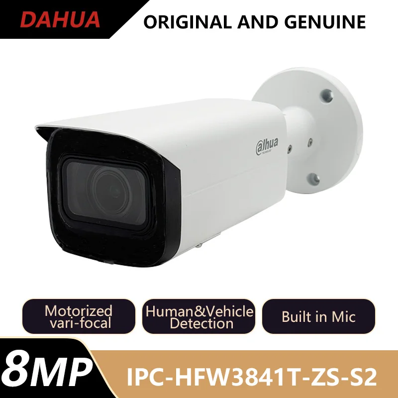 

Dahua 8MP IR Vari-focal Bullet Network Camera Human&Vehicle Detection Mic WDR PoE IP67 Security Protection IPC-HFW3841T-ZS-S2