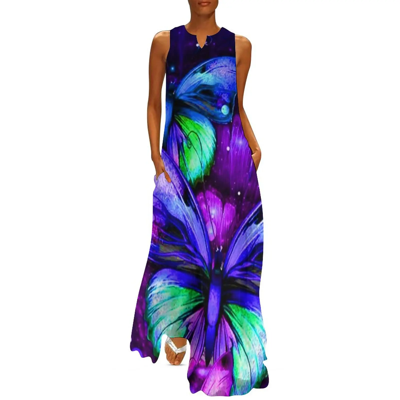 

Dynamic Indigo Amethyst Duo Butterflies Long Dress dress dresses clothes dresses women summer 2025 Dress