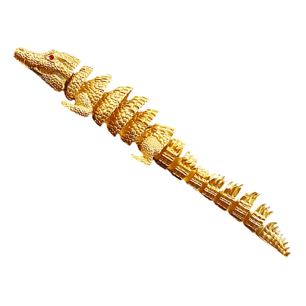 

Golden Figurine Movable Joints Tea Seat Decoration Metal Craftsmanship Creative Design Brass Alligator Statue