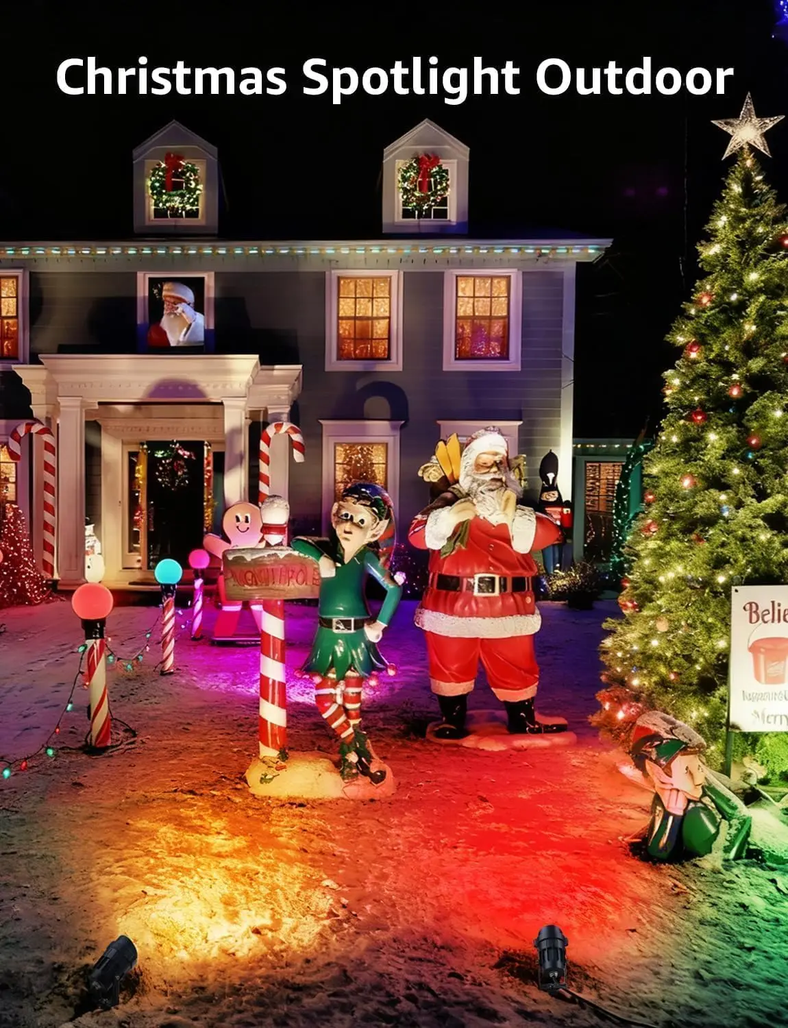 مصابيح LED متغيرة الألوان بقدرة 12 وات RGB، 8 عبوات مع جهاز تحكم عن بعد، مقاومة للماء لتزيين الحديقة الخارجية لعيد الميلاد