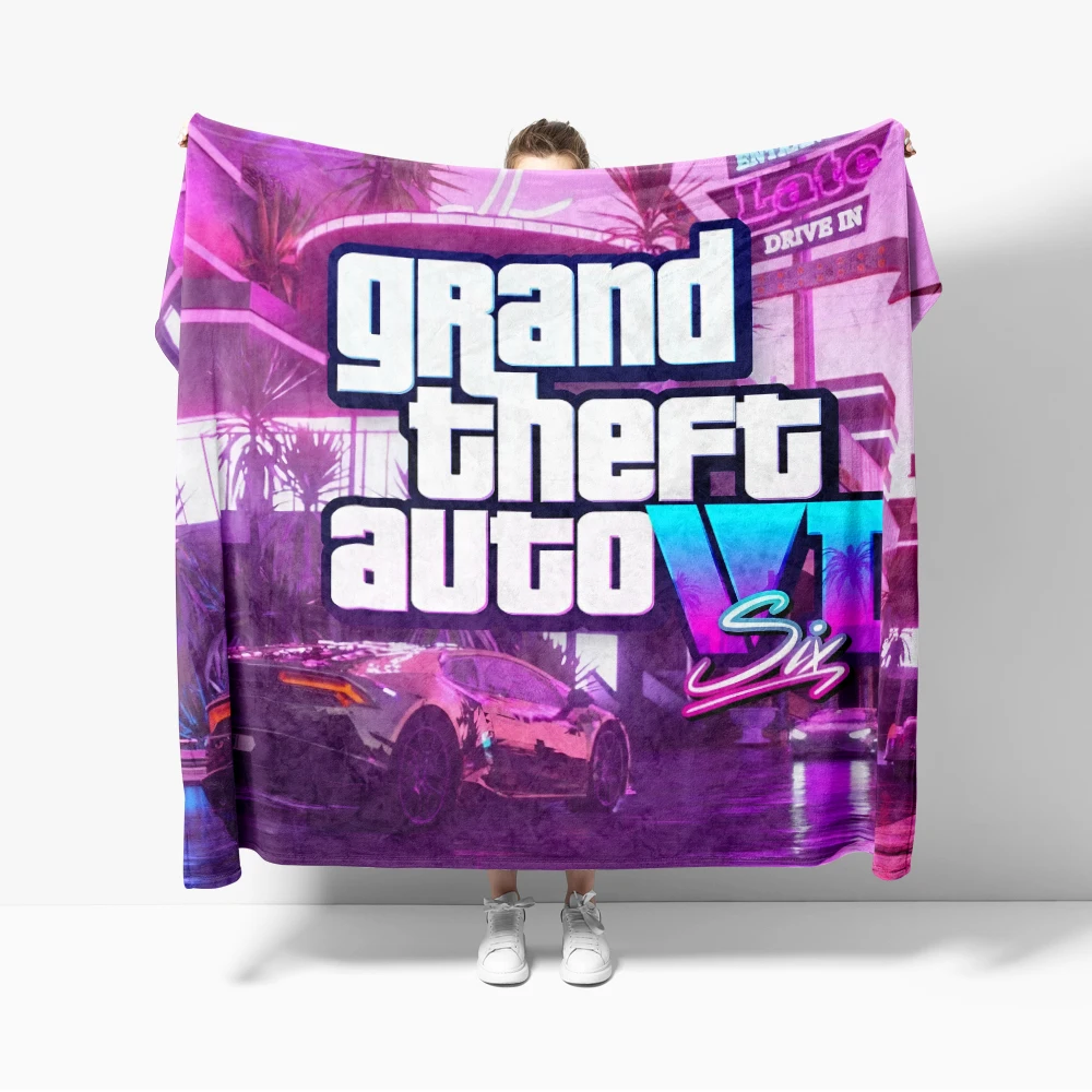 Flannel Blanket Game Grand Theft Auto GTA 6 GTA6 Decor Blanket Cozy Soft Lightweight Warm 30x40inch 40x50inch for Couch Sofa Bed