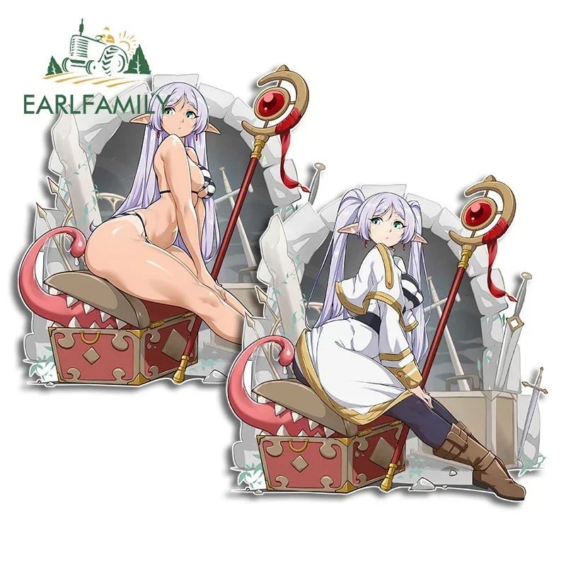 

EARLFAMILY 13cm for Frieren Bikini Sexy Car Stickers Personality Sunscreen Decals Car Accessories Laptop Windows Decor Cute