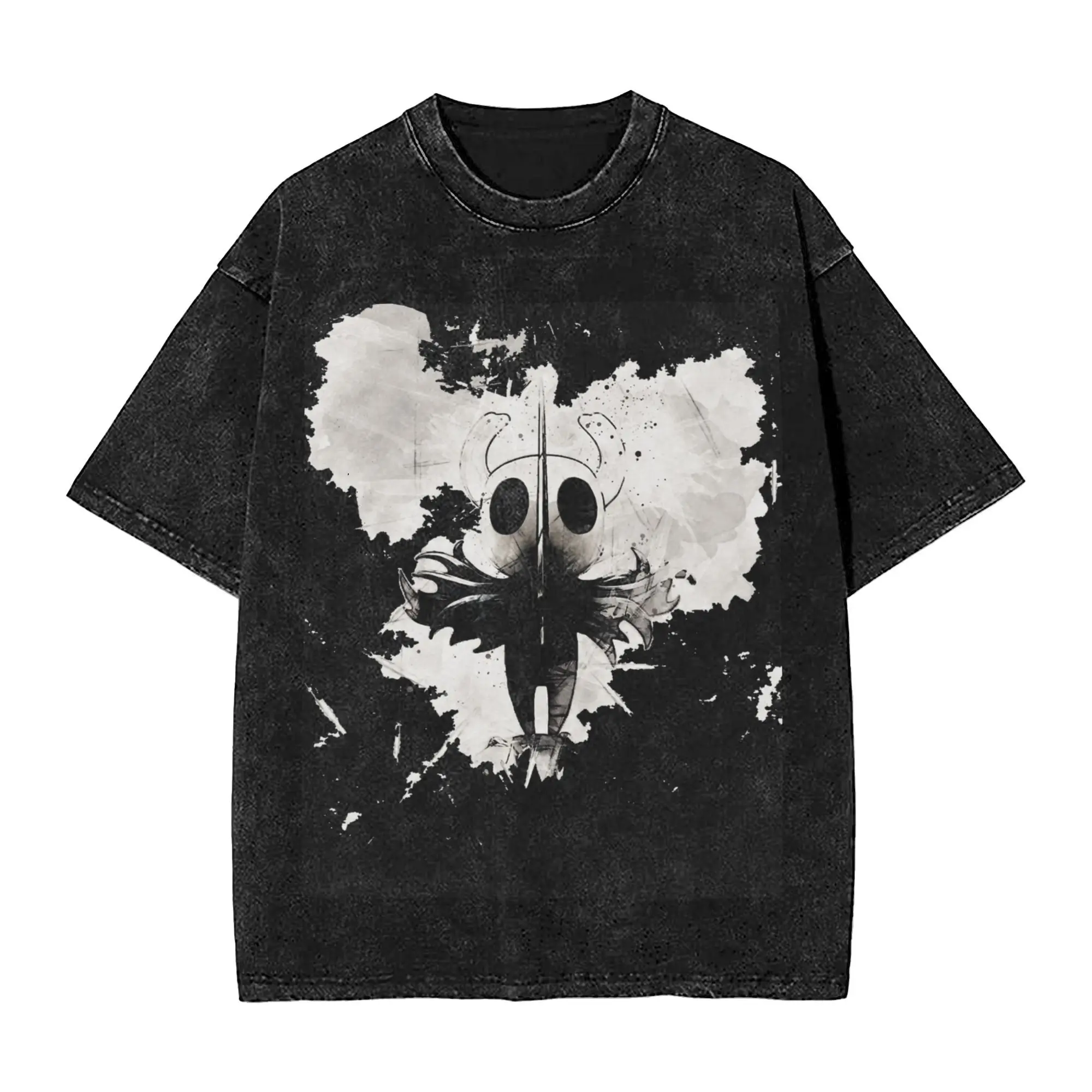 Hollow Knight Painting Washed T Shirt Streetwear Hip Hop Vintage T-Shirt  Tee Shirt for Men Women 100% Cotton Oversize Summer