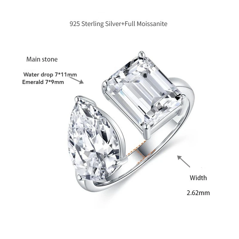 

Apaison D Color Geometry Moissanite Woman Ring 925 Sterling Silver Anniversary Jewelry Gift