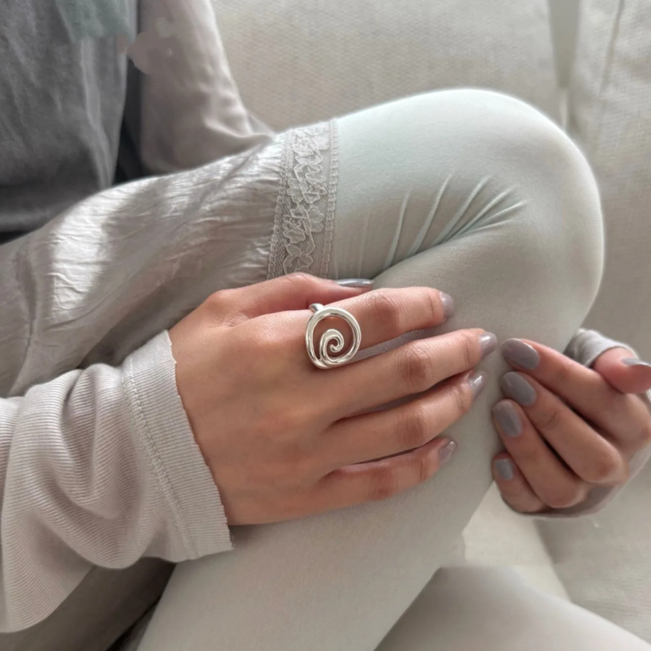 Punk Vintage Metal Silver Color Spiral Vortex Geometry Open Ring For Women Unisex Fashion 2026 Y2K Cool Harajuku Jewelry