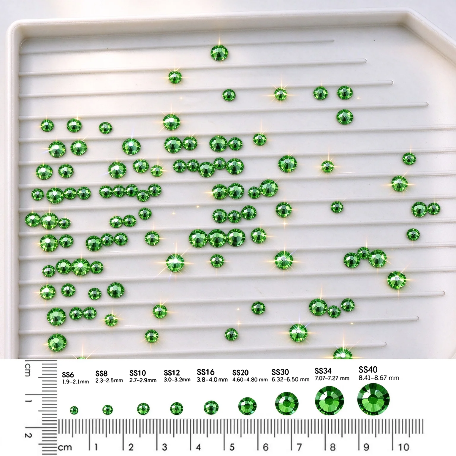 Peridot Glitter Cold Fixation Flat Back Non-Hotfix Rhinestone For DIY Bags Nails Fabric Garment Decoration Jewelry Accessories