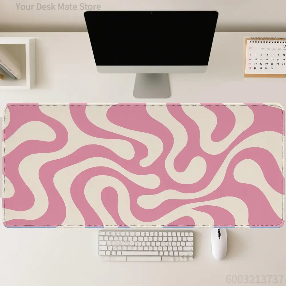 Trendy Groovy Retro Mat Abstract Swirl Blob Evil Eye Floral Pattern Mouse Pad Anti‑Slip Rubber Mat for Office Table Ornament