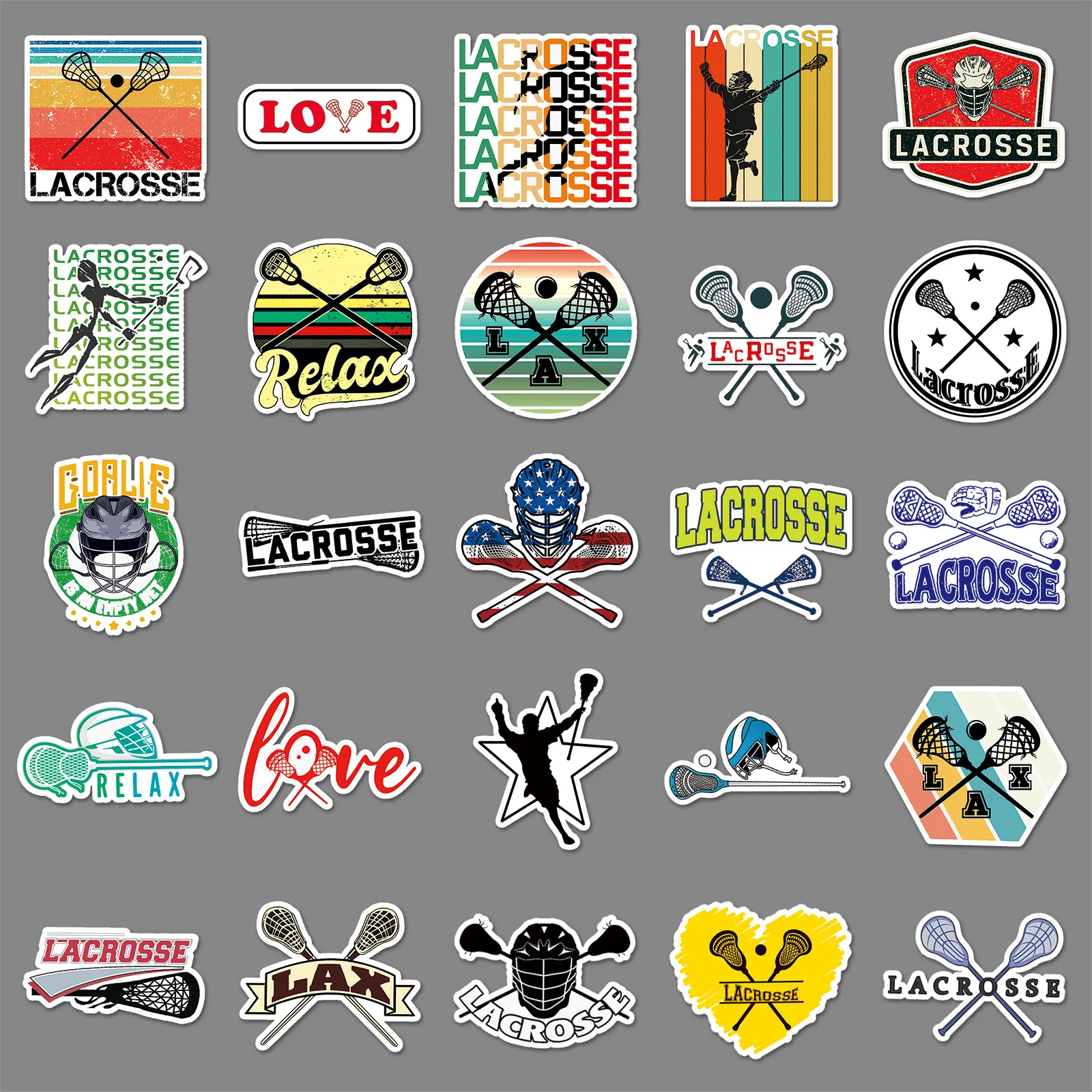 50Pcs Hockey Stickers Lacrosse Stickers For Skateboard Water Bottle Notebook Laptop Ice Hockey Decor Hockey Accessories