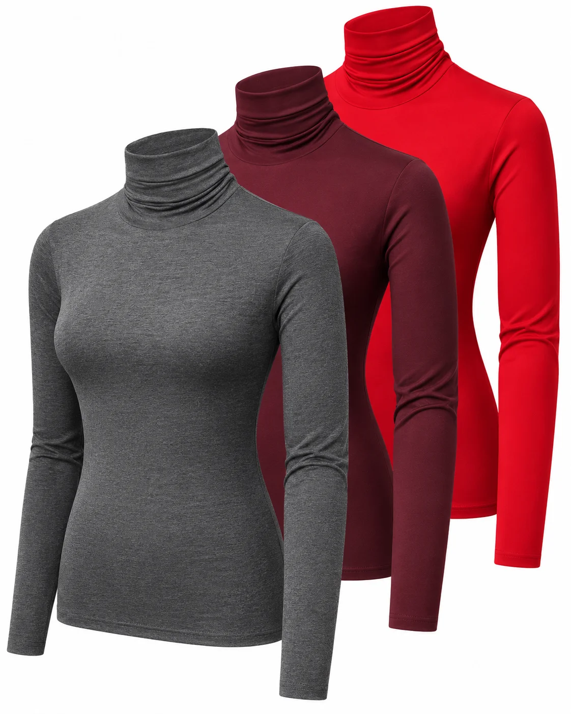 2026 Women High Neck Long Sleeve T Shirt Autumn Winter Slim Fit Stretch Basic Top Soft Comfortable Layering Tee Casual Fashion