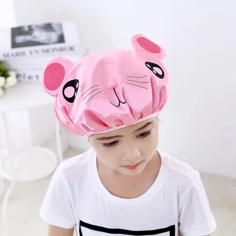 Double-layer children's cartoon waterproof shower cap Double-layer Children Cartoon Waterproof Shower Cap Cute Baby Bath Cap