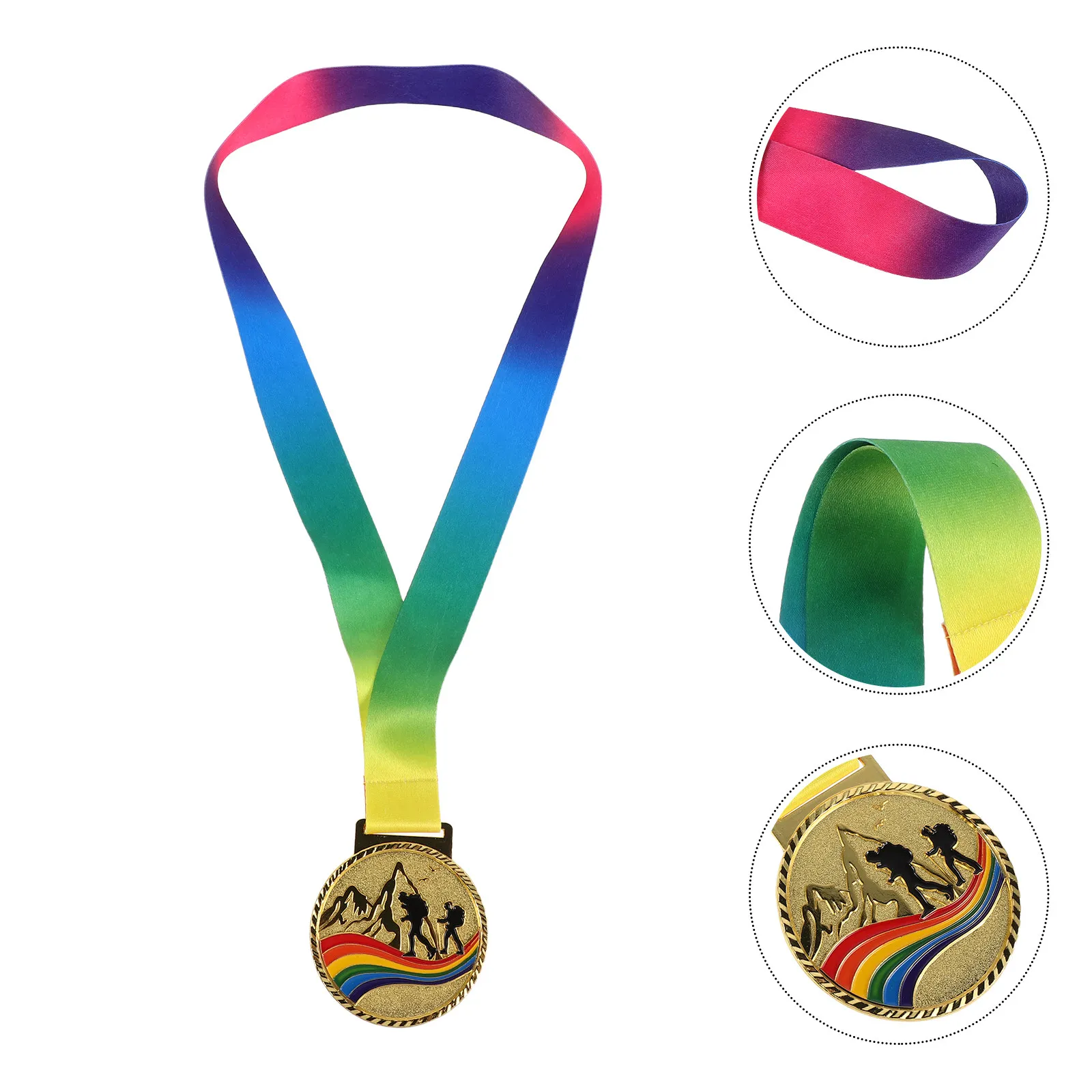 Climbing Sports Award Medals Lightweight Metal 28Mm Rounded Edge Safe Kids Hiking Competition Prize Neck Ribbon Winner Trophy