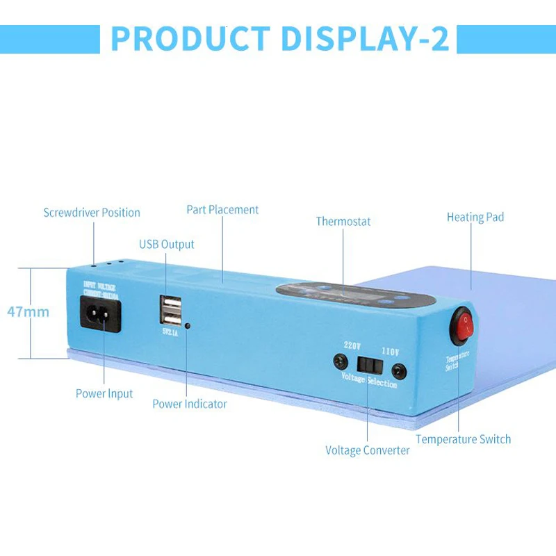 SUNSHINE S-918E LCD niebieski ekran Splitter ogrzewanie etap Separator Pad dla IPhone IPad ekran LCD Separator narzędzie szybki demontaż — zdjęcie 7