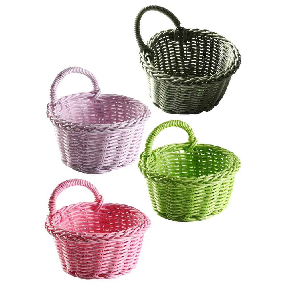 

4 Pcs Wicker Wall Hanging Baskets High Grade Plastic Large Storage Kitchen Fruits Vegetable Home Decor R om Color