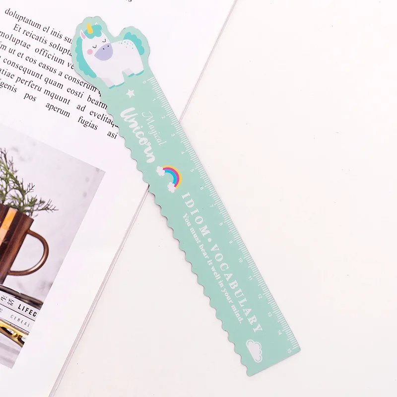 1pcs Cute Cartoon Unicorn Soft Straight Ruler 15cm Bendable Magnetic Ruler Student Measuring Drawing Stationery School Supplies