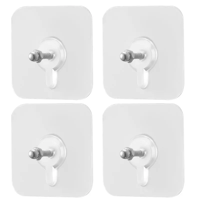 

2-10pcs Punch-Free Screw Stickers Strong Adhesive Hooks Invisible Traceless Waterproof Hanging Kitchen Bathroom Hanger Hook