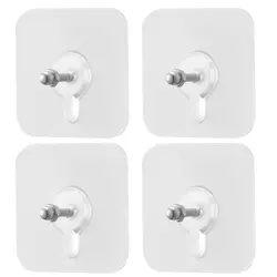 2-10pcs Punch-Free Screw Stickers Strong Adhesive Hooks Invisible Traceless Waterproof Hanging Kitchen Bathroom Hanger Hook