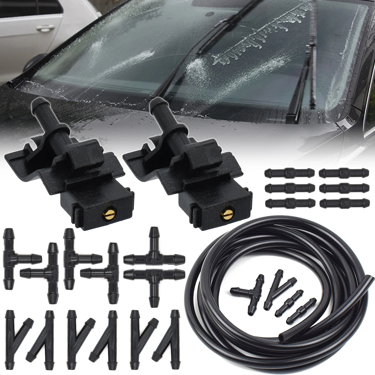 2x Front Windshield Wiper Washer Spray Jet Nozzle For Toyota Corolla Altis Camry Auris Highlander Matrix 4Runner Avensis Lexus