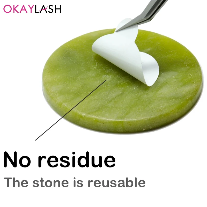 Okaylash 100個まつげ接着剤ホルダーシム紙パレットステッカーパッドと1個まつげエクステンションヒスイの石セット