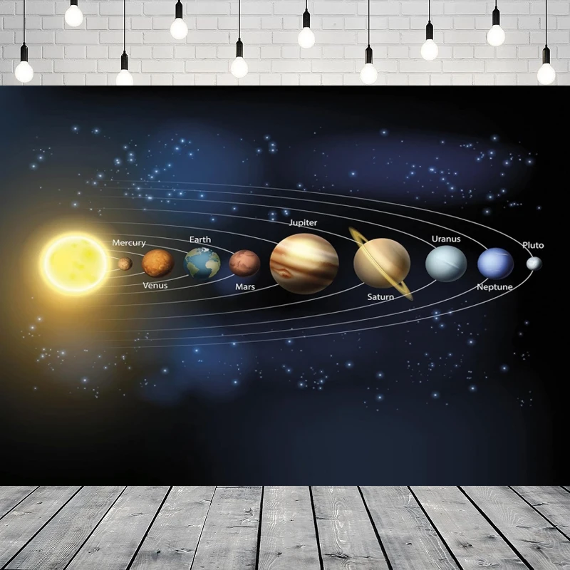 Solar System Space Photography Backdrop Universe Outer Space Planets Cosmic Galaxy Stars Background Party Backdrop Wall Banner