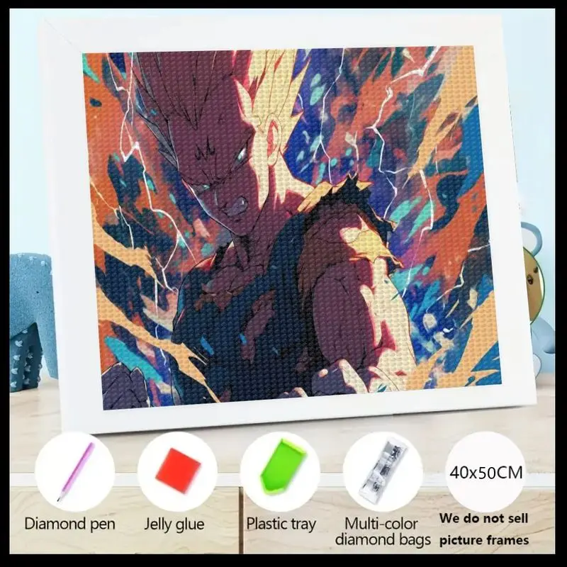 

5D комплект алмазной живописи Dragon Ball Z Super Saiyan Vegeta, полная дрель, набор аниме, сделай сам, сверкающий кристалл, горный хрусталь, драгоценный камень, краска