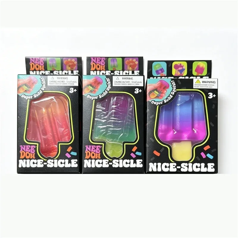 Schylling Needoh Nice-Sicle Anxiety Relief Fidget Sensory Toy Pizza Peace Cake Cream Cone Soft TPR Squishy Squeeze For ADHD Gift