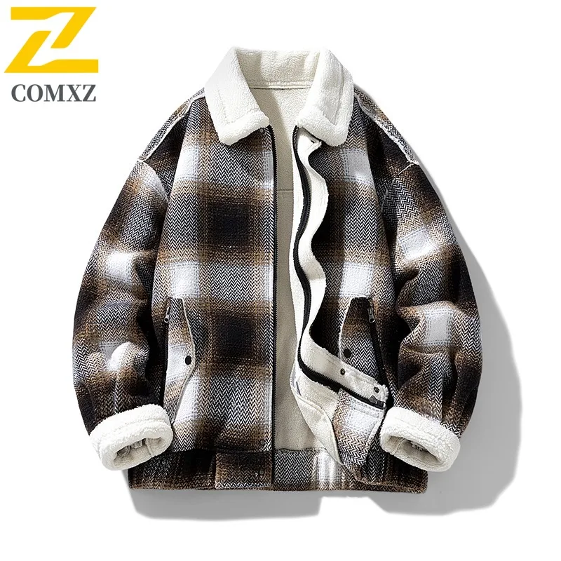 

COMXZ 2025 короткая твидовая куртка с волнистым узором на флисовой подкладке, студенческое пальто с цветными блоками в сетку JRR2187, модная верхняя одежда