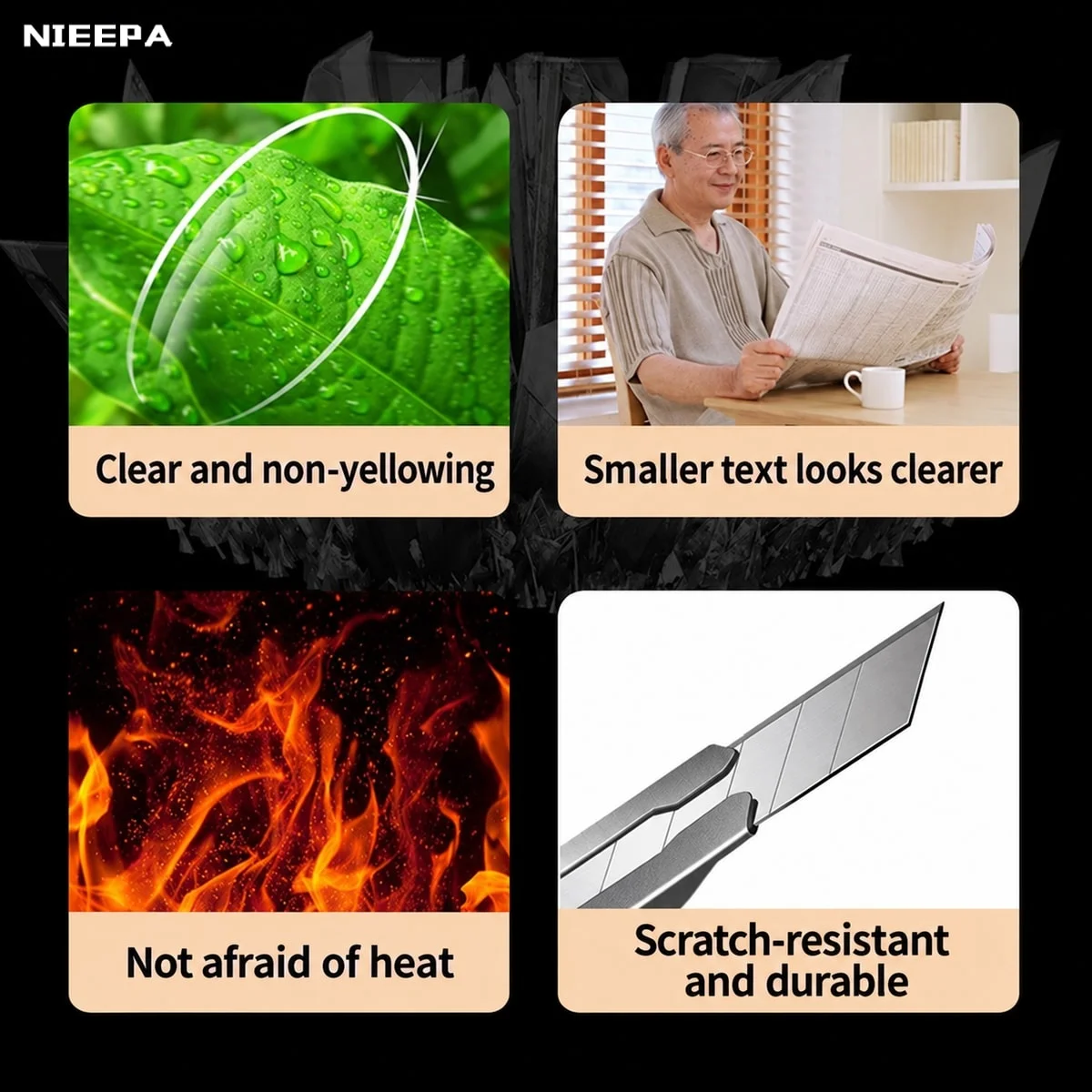 NIEEPA Unisex Square Full-Frame Reading Glasses 2 Pack for Seniors Black Silver Frame Clear Presbyopia Readers Assorted Powers