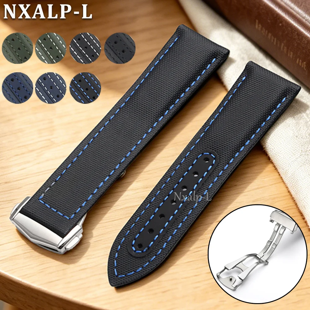Canvas Nylon Strap for Omega Seamaster 300 for Speedmaster AT150 Watchband Folding Buckle Women Men Sport Bracelet 20mm 21 22mm