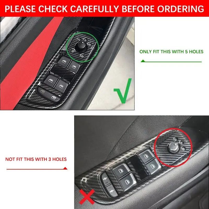 ABS Carbon Fiber Car Door Window Glass Switch Button Armrest Panel Cover Trim For Audi A3 8V 2015 - 2020 Interior Accessories