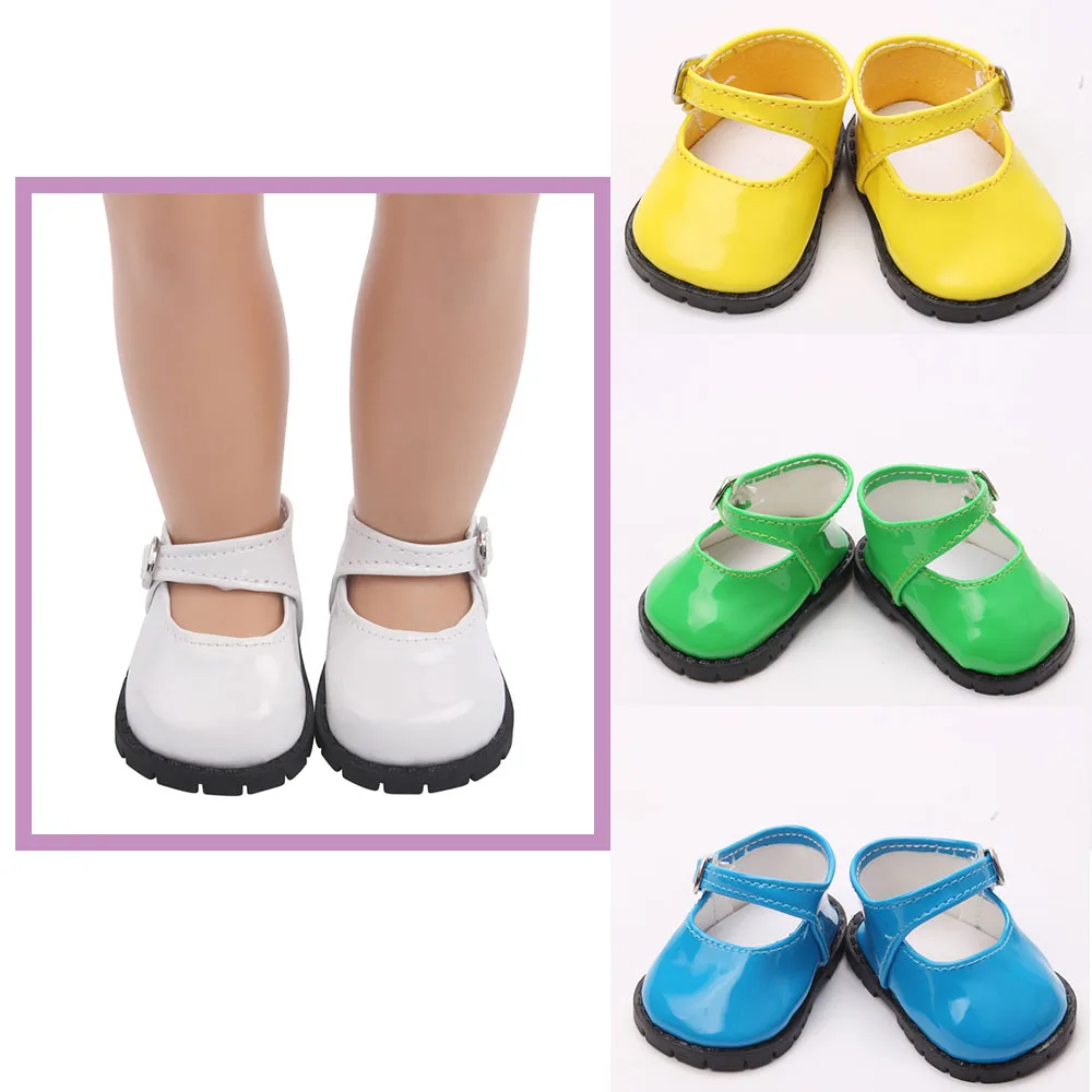 18 Inch Doll Girl Big Head Thick Soled Leather Shoes Fashionable Solid Color Shiny Leather Shoes Doll Versatile Clothing Doll AC