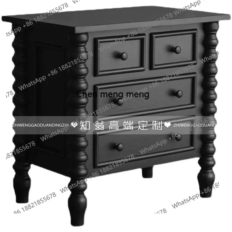 미국 전원풍 원목 심플 원목 침대협탁 프렌치 모던 심플 로마 기둥 조각 H