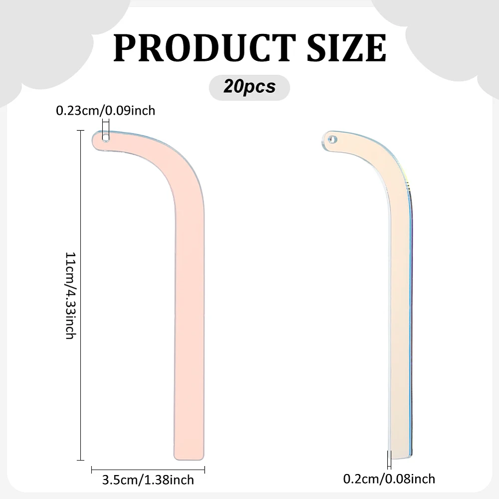 20 Pcs Acrylic Earring Try-On Stick Rainbow Color Try-free Earrings Display Bend-Shape Props Tool Try-on Strip for Earrings