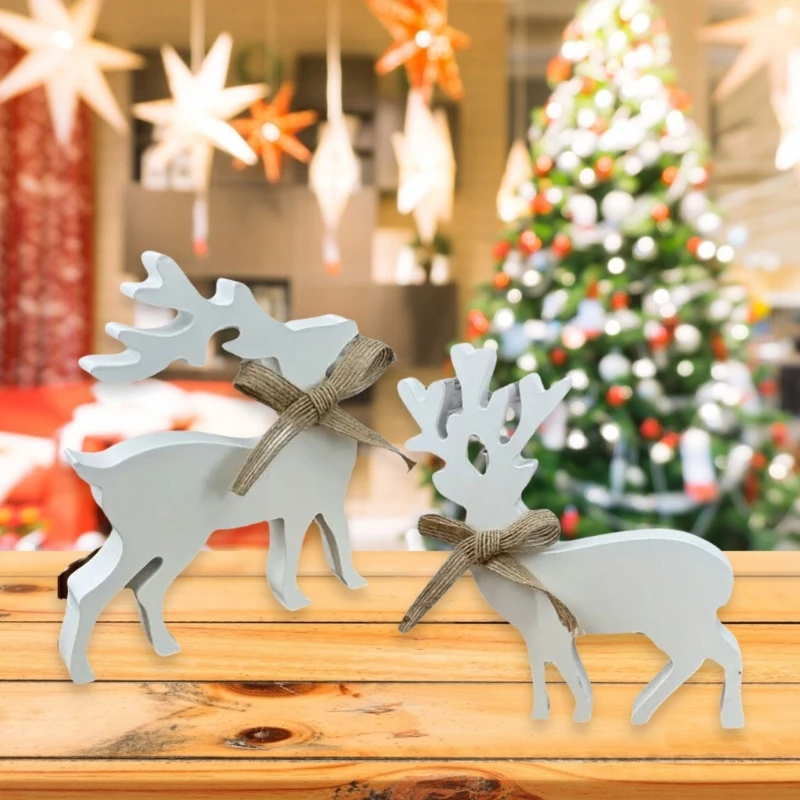 2Pieces Reindeers Christmas Desk Or Shelf Decorations for Holiday Decoration