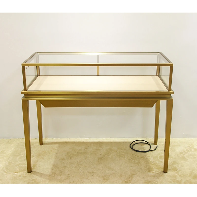 customized.Luxury Jewelry Shop Showcases Furniture Glass Display Table With Drawers Electroplated Cabinet Retail Store Jewelry S