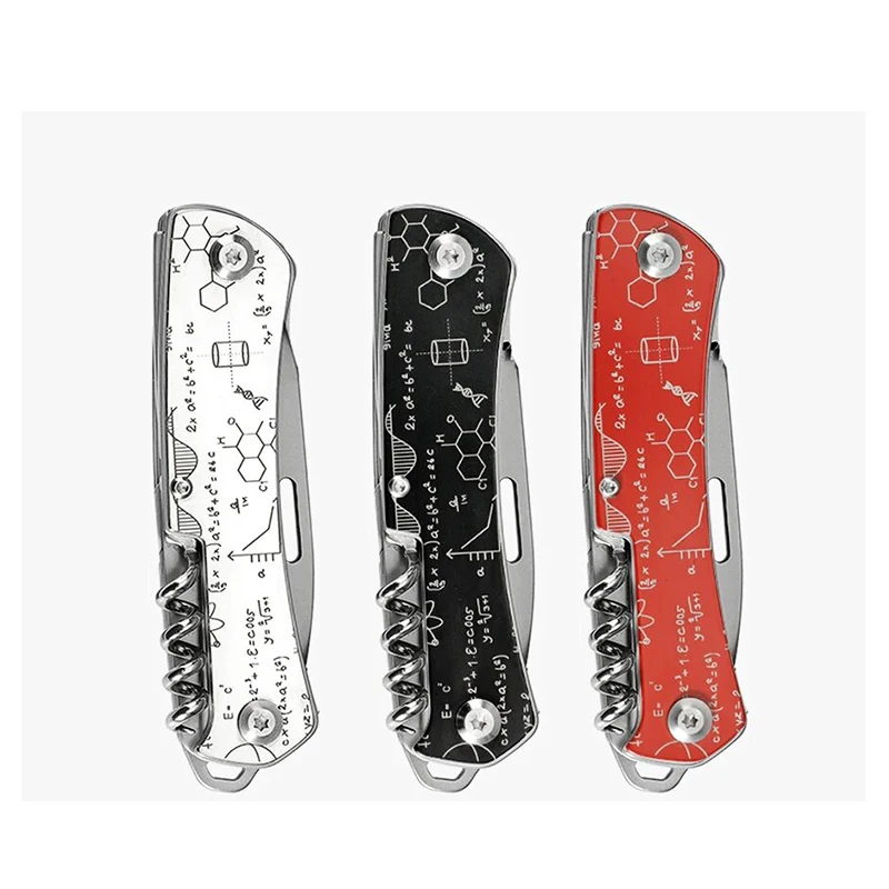 SWISS TECH Mini Folding Multitool Knife 9 In 1 EDC Outdoor Tools Portable Pocket Knife Wood Saw Bottle Wine Opener Multi Tool