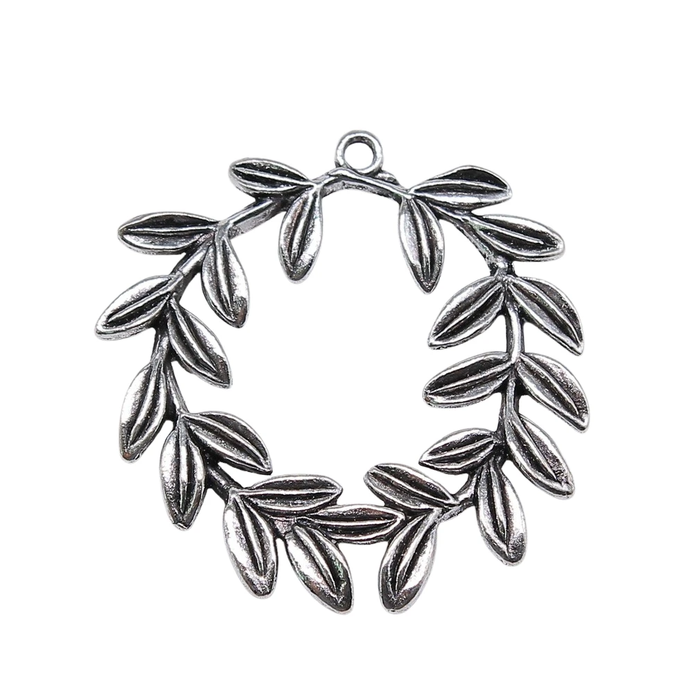 WYSIWYG 4pcs Charms Olive Branch Wreath 41x36mm Pendants Making DIY Handmade Jewelry