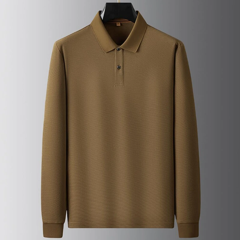 8XL 7XL 6XL 2024 New Autumn Business Casual Shirts For Men Tops High End Luxury Mens Polo Shirt Long Sleeve Loose T-shirts Homme