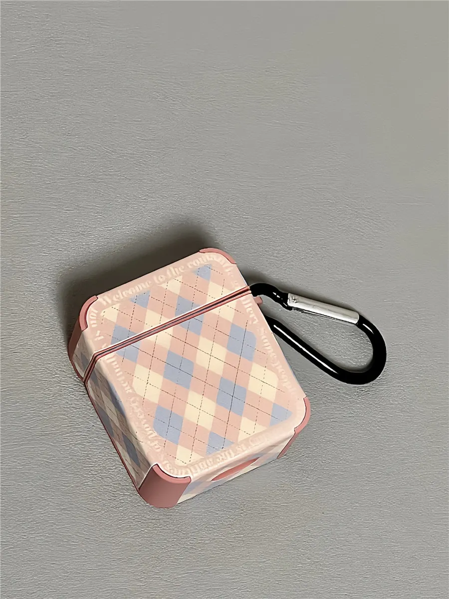 

Защитный чехол для наушников AirpodsPro, сине-розовый чехол для наушников в контрастную клетку, защитный чехол для AirPods 1/2