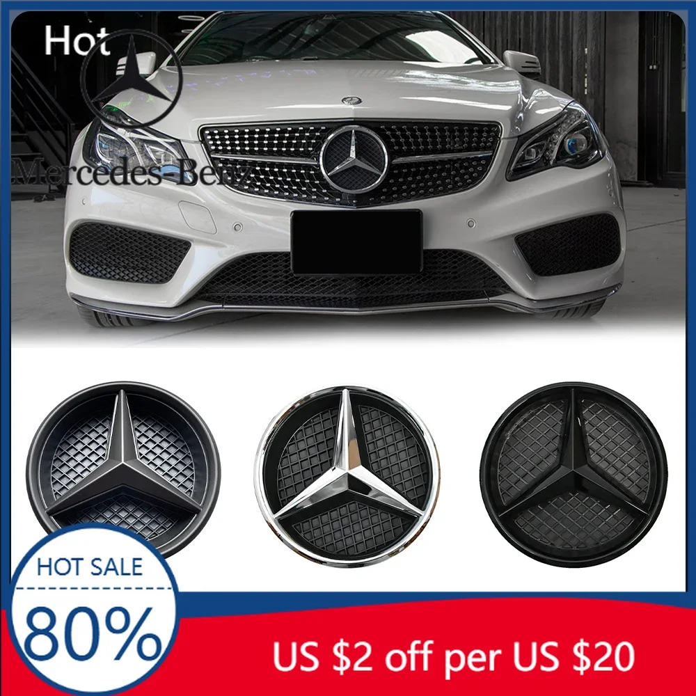 

Горячая наклейка на автомобиль, серебристый и черный OE стиль, передняя решетка, эмблема звезды, хромированный логотип, значок для Mercedes Benz W176 W246 W205 W212 W207 W