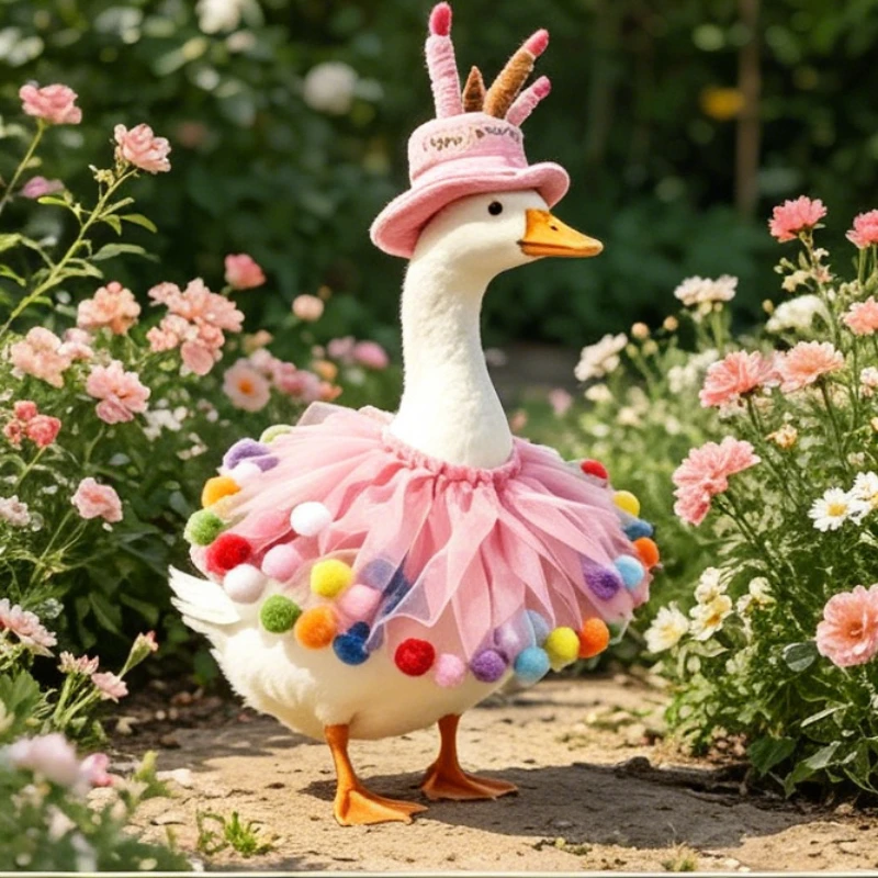 Cute Hat Scarf Set for 23 Inch Porch Statue Birthday Decor Home Garden Outdoor Ornament Goose Not Included