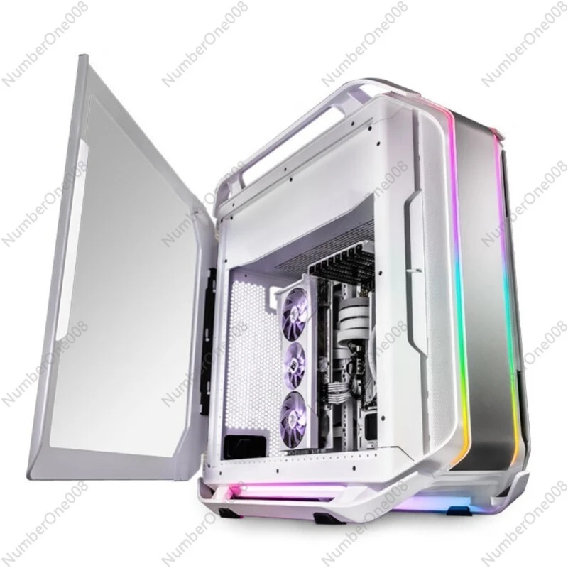 

White Large Full Tower Case with Built-in Rotating Graphics Card Bracket
