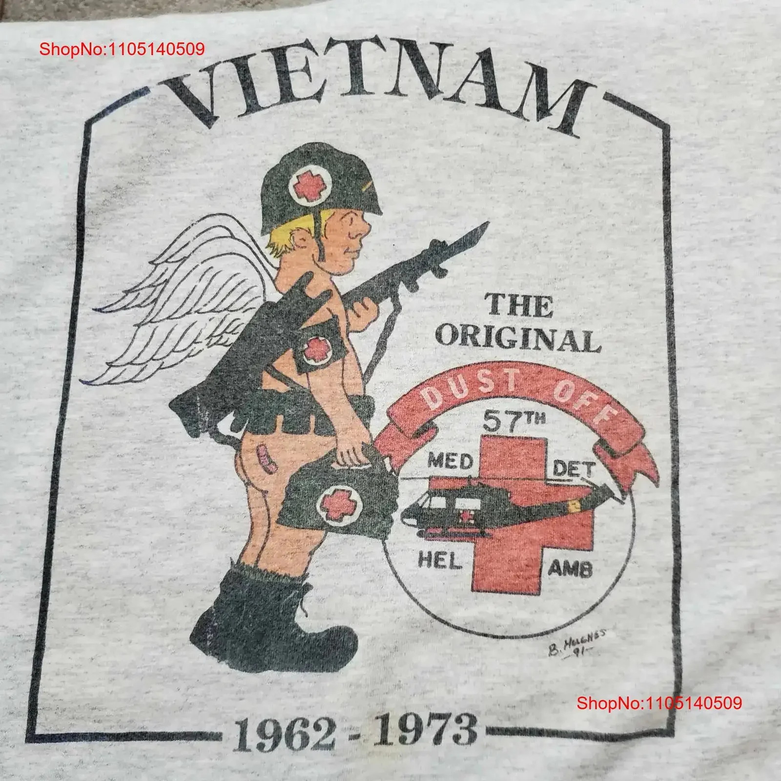 تي شيرت فيتنام عتيق LEE علامة رياضية XL DUST OFF Med Det Hel Amb عسكري عتيق مغسول قابل للتنفس للارتداء اليومي #1