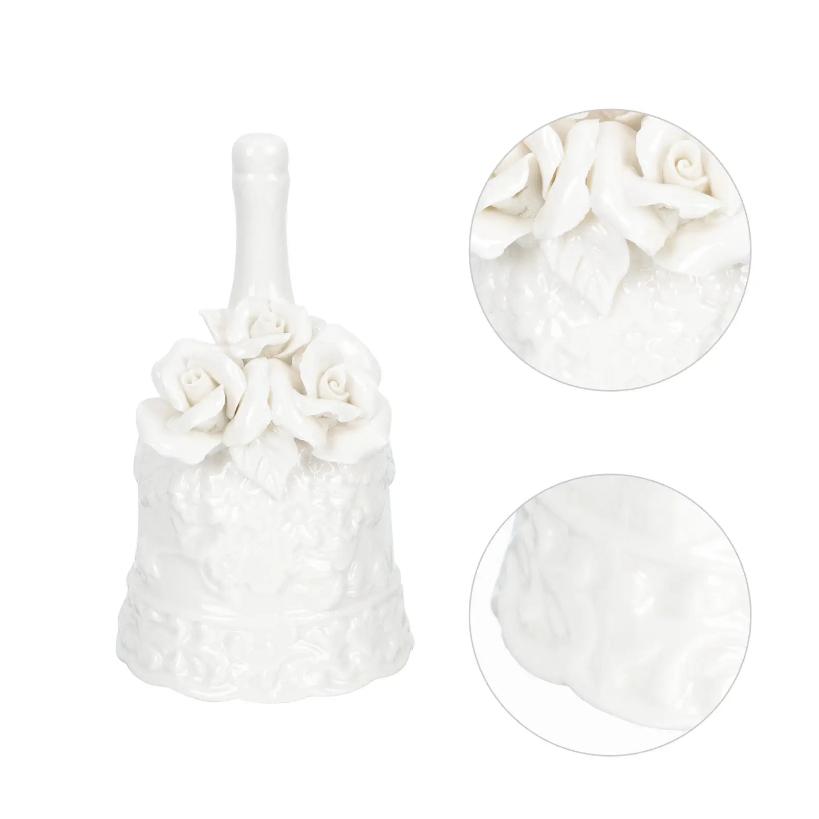 Ceramic Hand Bell for Restaurant Staff – Elegant Carved Desktop Service Bell, Lovely Ornament & Gift