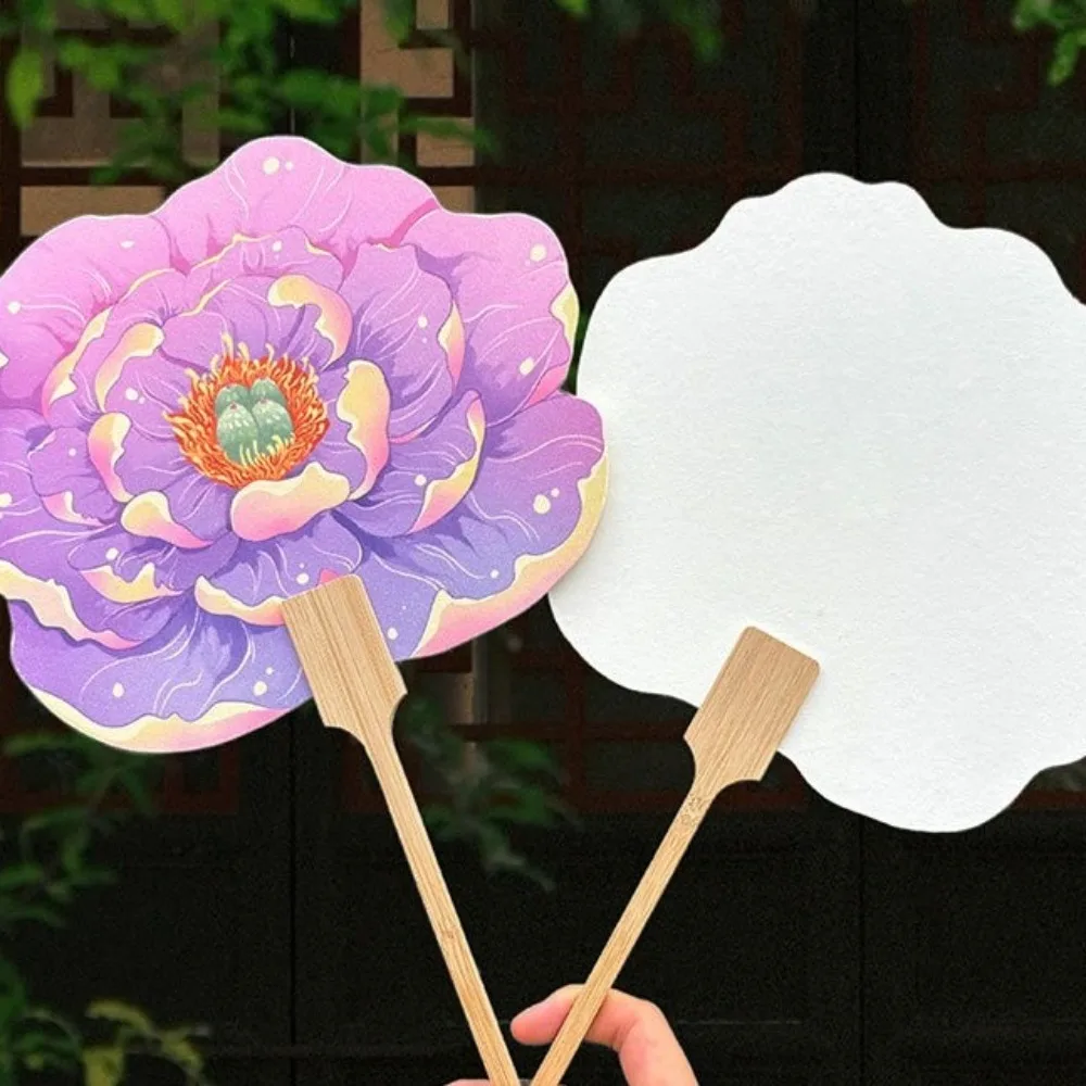 3 قطعة هدية ثقافية ريترو الفاوانيا مروحة أنيقة التقليدية مروحة الرقص البلاستيكية زهرة على شكل زهرة مروحة الحدث الثقافي #2